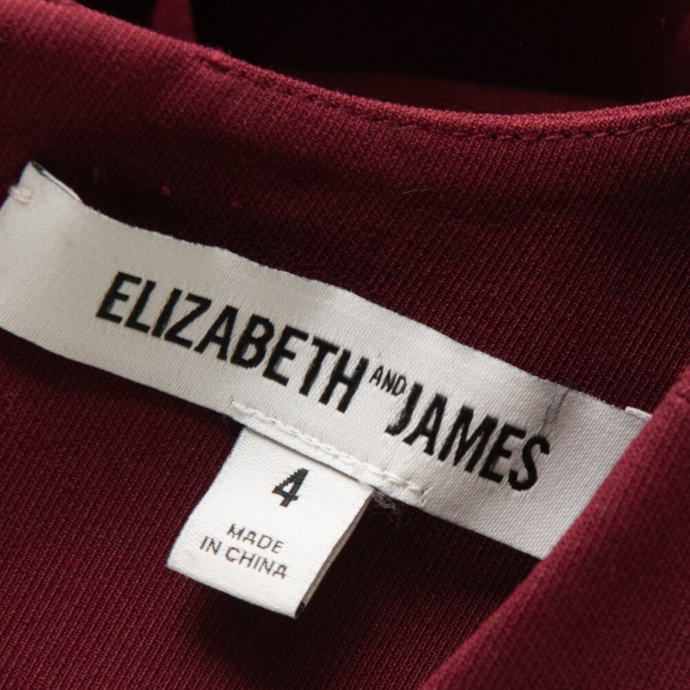 Elizabeth & James Carter Dress Fit & Flare Sleeveless Skater Maroon Wine Mini 4 - Picture 3 of 6